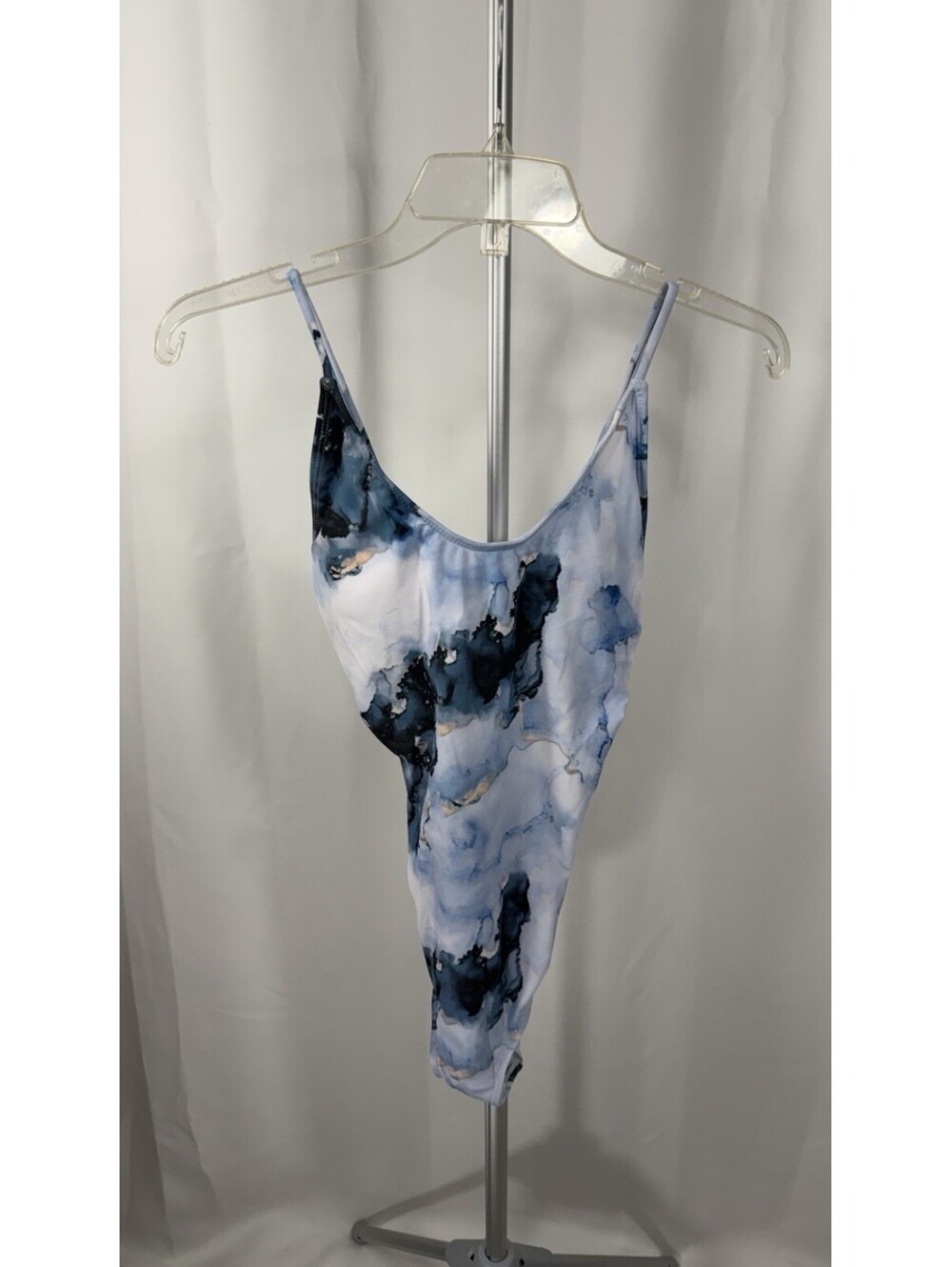 PatPat Womens Size L One Piece Swimsuit Blue Watercolor Tie Dye Scoop Back